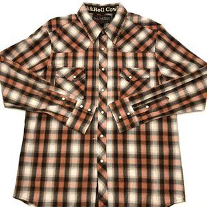 Rock & Roll Cowboy Mens Pearl Snap Shirt Plaid